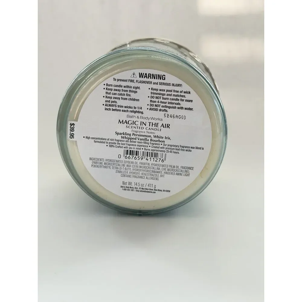 2X Bath & Body Works MAGIC IN THE AIR Snowflake Lid 3 Wick Scented Candle 14.5oz